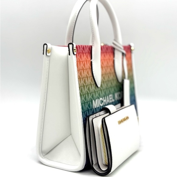Michael Kors Mirella SM Signature Logo Xbody Tote Bag & Matching Bifold Wallet 🌈 - Picture 4 of 12